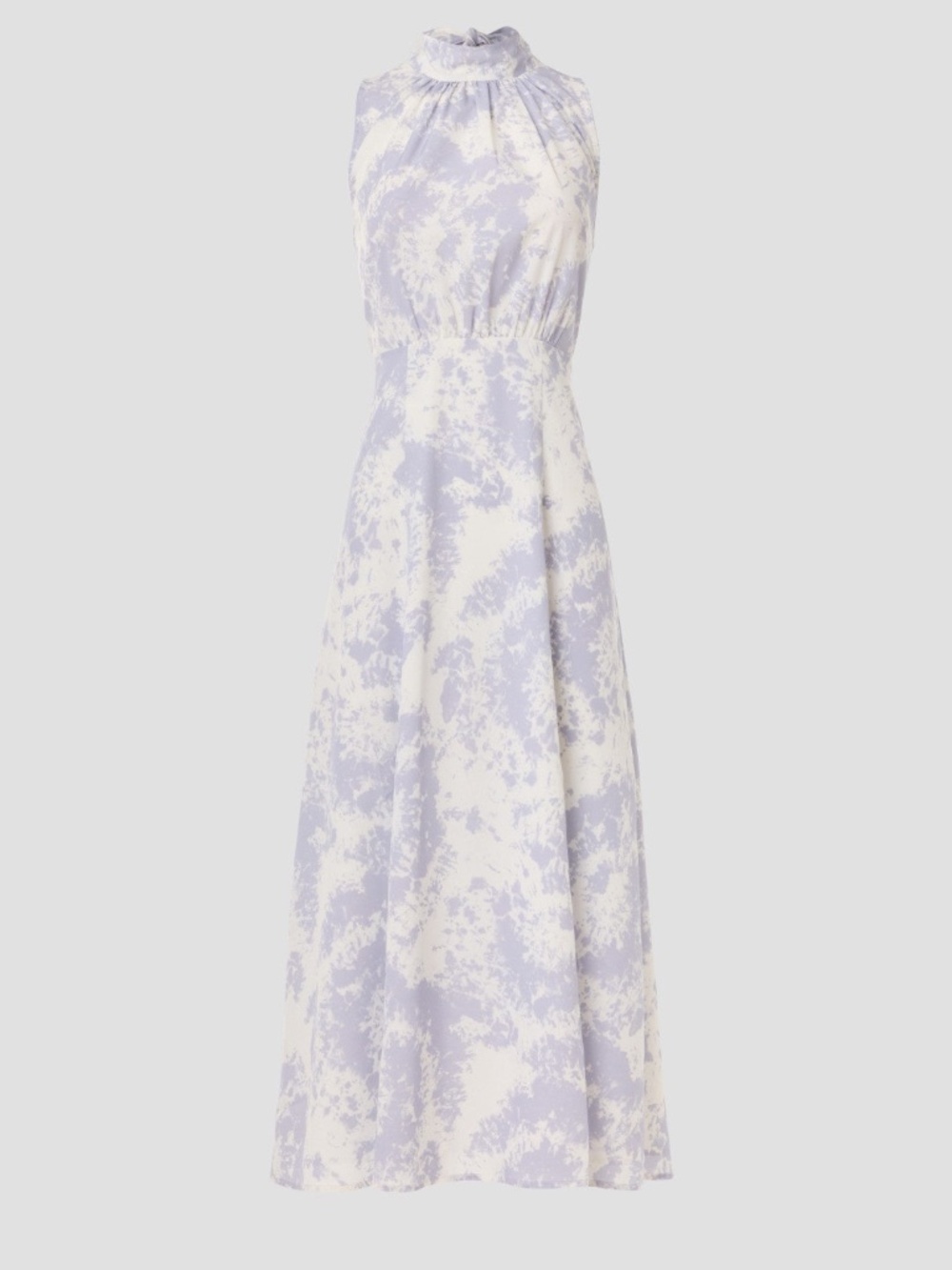Thakoon Sleeveless Midi Open Back Tie-Dye Dress in Light Lavender and White